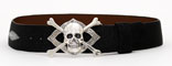 Skull & Crossbones Radius Cut Belt Stingray (Black)