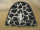 Handmade Giraffe Print Stingray Clutch Bag. 7.5"W X 6.5"H X 1.5"D. w/ Inside Alligator Pocket & Hand-Braided Edge Finish & Magnetic Closure (Front View)
