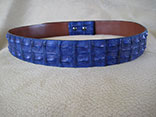 Handmade Cobalt Blue Hornback Crocodile Backstrap Belt.  1.5" Width