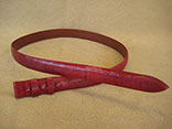 Handmade Deep Red Lizard Belt.  1.25" Width.  Hidden Snaps.