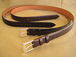 Handmade Black And Chocolate Lizard Belts.  1.25" Width.  Sterling Silver PHD Buckle.