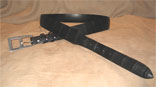 Matte Black Alligator 1 1/4" Tapered To 1" Strap w/ Hand Cut 10 Guage Sterling Silver Buckle