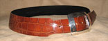 Sterling Silver Buckle On Classic Cognac Alligator 2" Tapered To 1 1/2" Radius Cut Belt