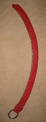 Handmade Red Ostrich 2" Radius Cut Belt w/ Sterling Silver Horseshoe Buckle