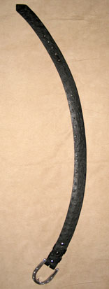 Handmade Black Ostrich 1 1/2" Radius Cut Belt w/ Sterling Silver Horseshoe Buckle