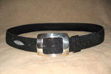 Handmade Black Stingray 1 1/2" Radius Cut Belt w/ Sterling Silver Buckle