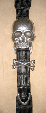 Handmade Matte Black Hornback Crocodile 1 7/8" Tappered to 1 1/2" Backstrap on Engraved El Muerto Sterling Silver Buckle