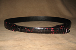 Handmade Black/Burgundy/Red Ostrich Leg 1 1/4" Tapered To 1" Strap Belt