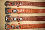 Handmade Brown Hornback Crocodile Ranger Belts /w Hand Sewn Billets & Sterling Silver VOGT Buckle Set