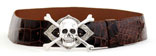 Skull & Crossbones Radius Cut Belt Classic Alligator (Brown)